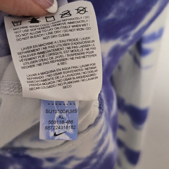 Nike Dri-Fit Tie Dye Long Sleeve Shirt XL Blue Long Sleeve Gym Top Boat Neck - Picture 4 of 4